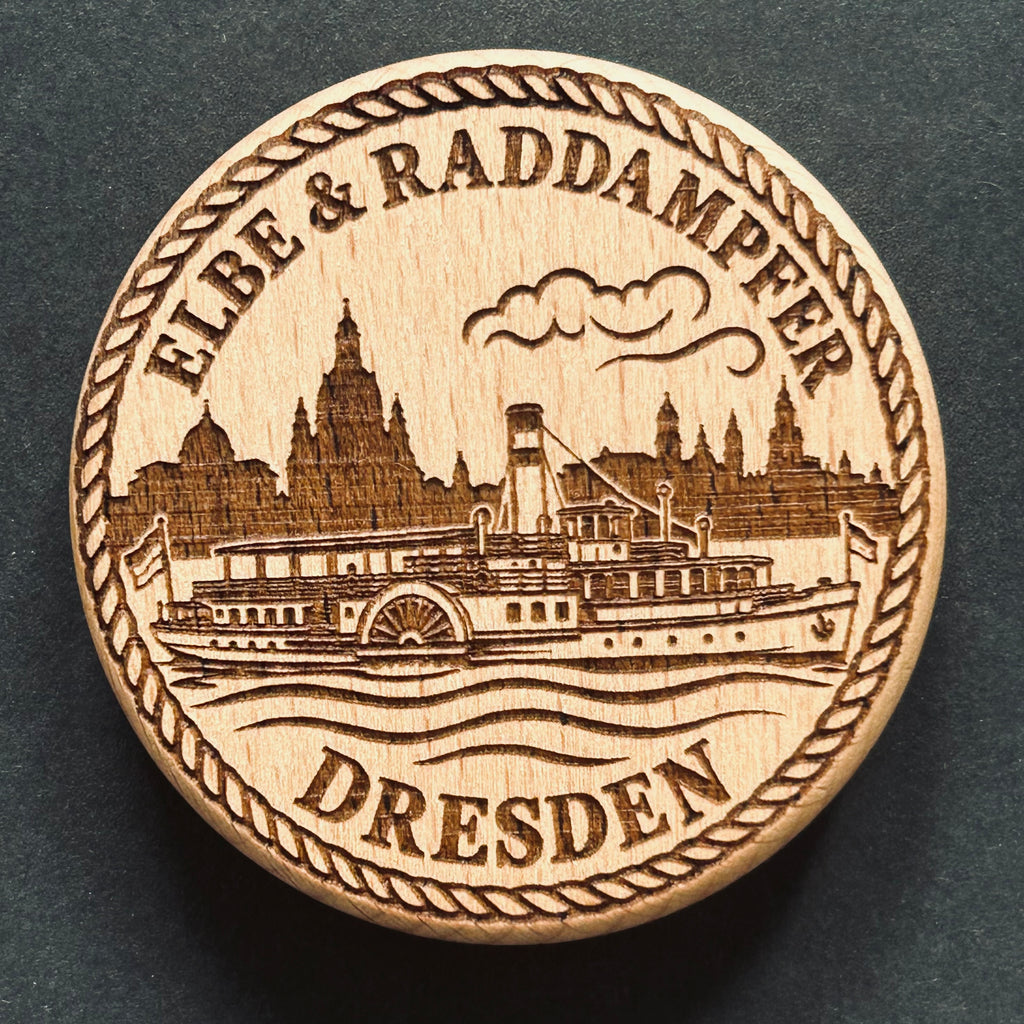 Magnetischer Holz-Flaschenöffner – DD-002 Dresden Elbe & Raddampfer