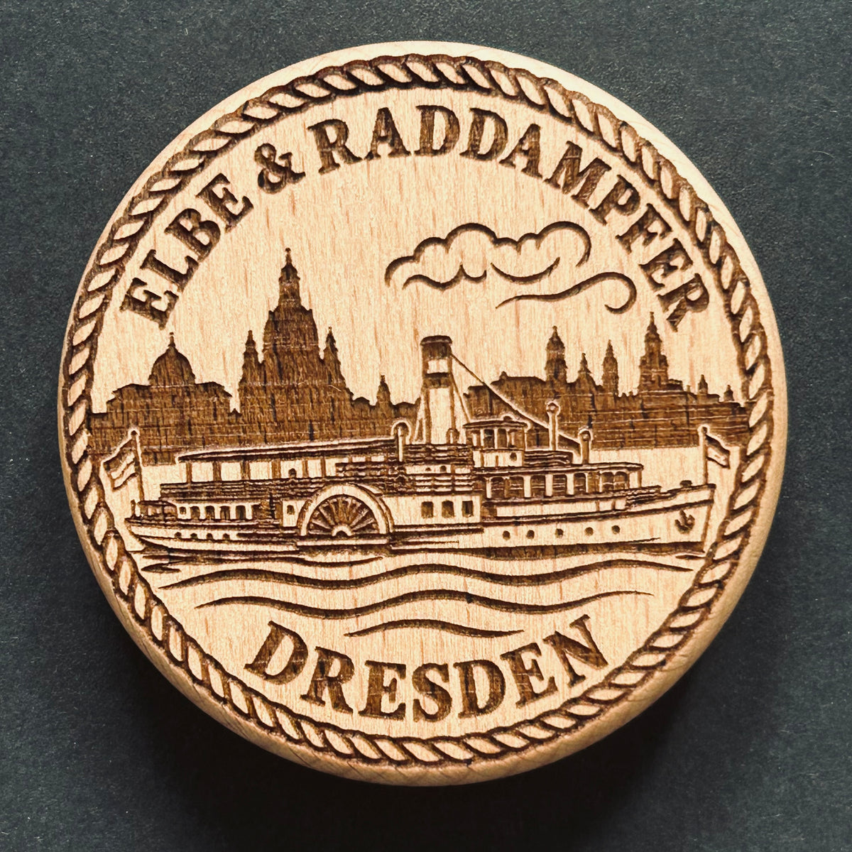 Magnetischer Holz-Flaschenöffner – DD-002 Dresden Elbe & Raddampfer