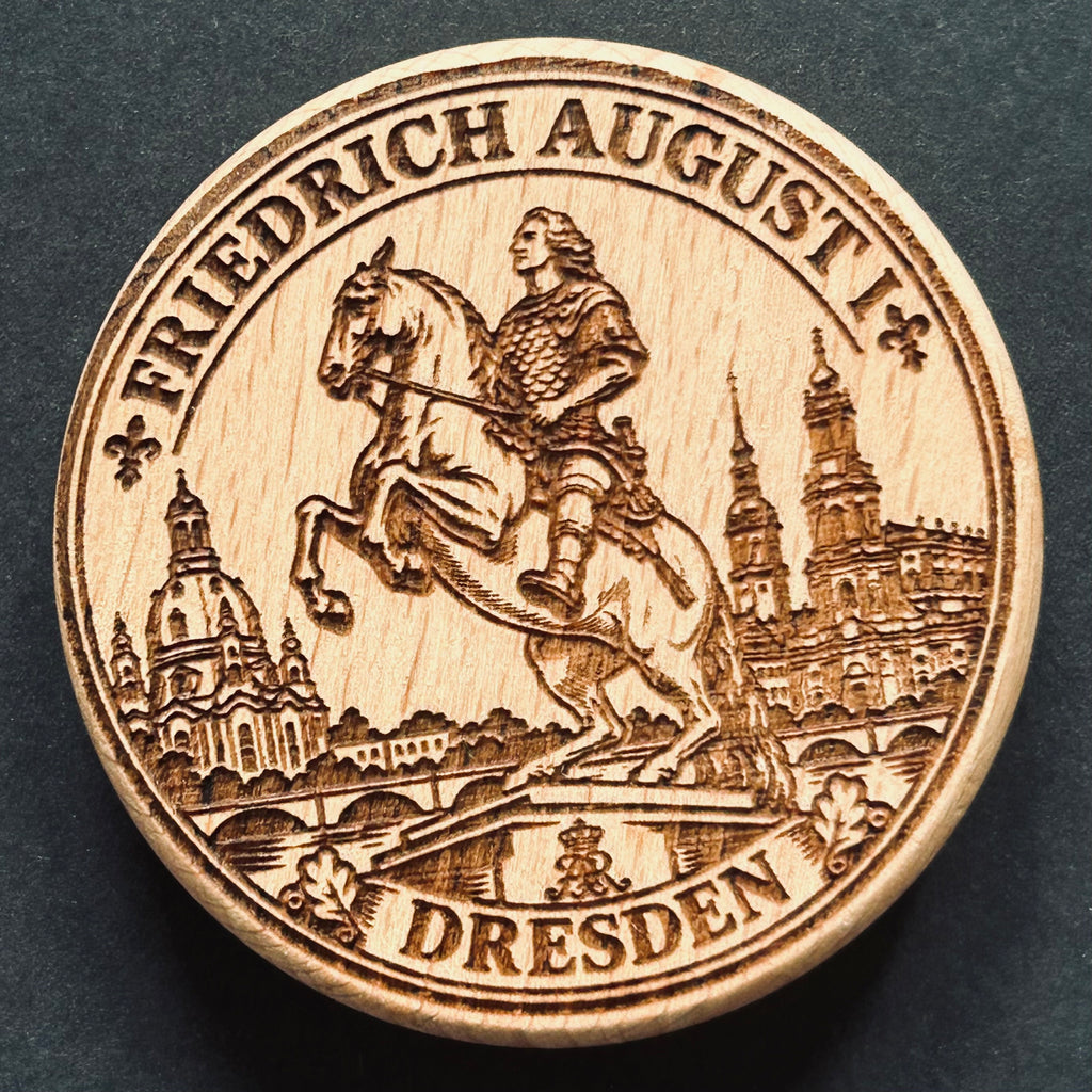 Magnetischer Holz-Flaschenöffner – DD-001 Dresden Goldener Reiter