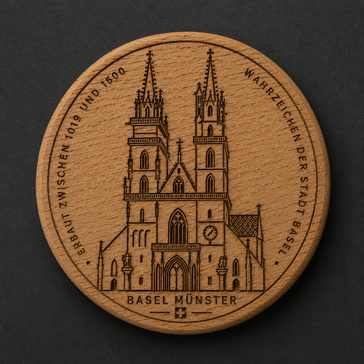Basler Münster historische Fassade Holz-Flaschenöffner & Magnet (SW-0063)