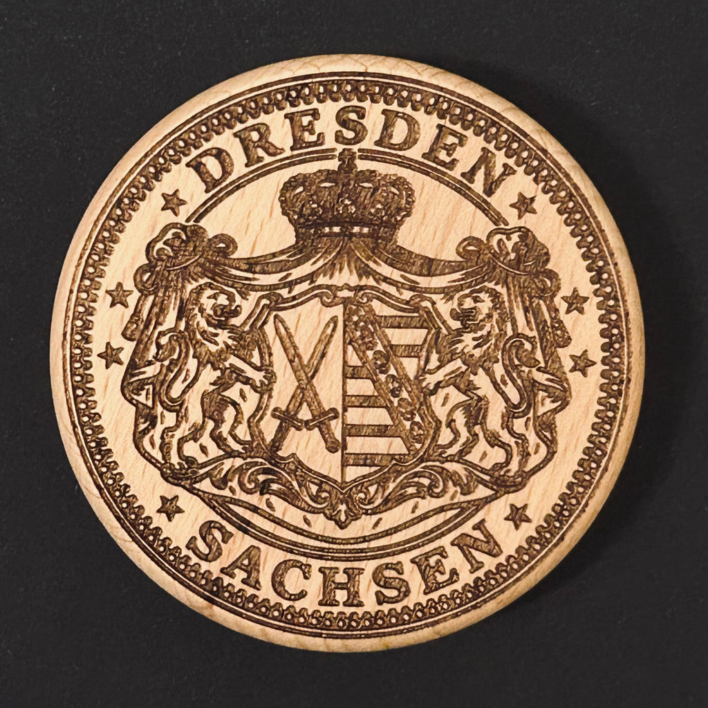 Magnetischer Holz-Flaschenöffner – DD-012 Sachsen Wappen