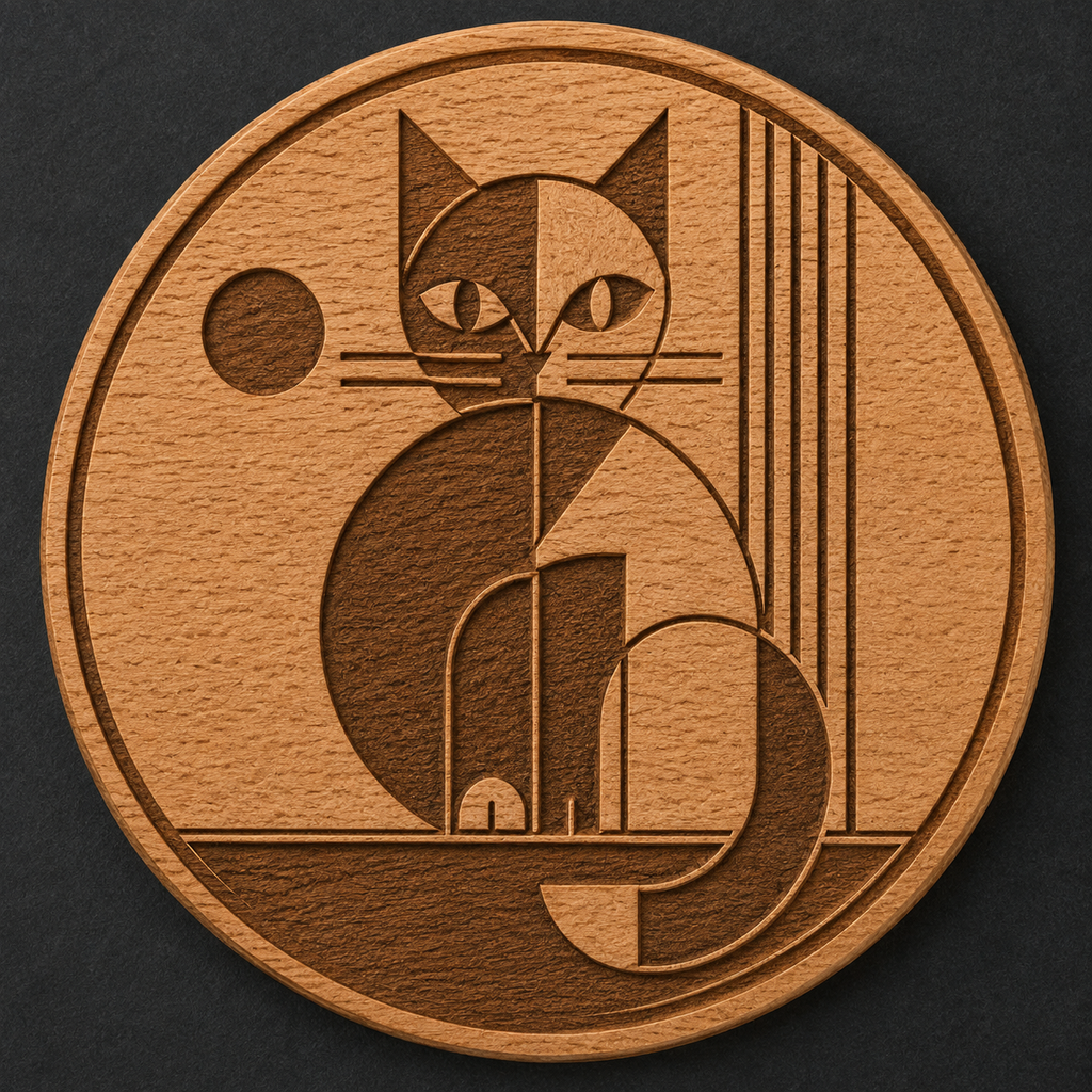 Bauhaus Katze – Holz-Flaschenöffner & Magnet (BL-001)