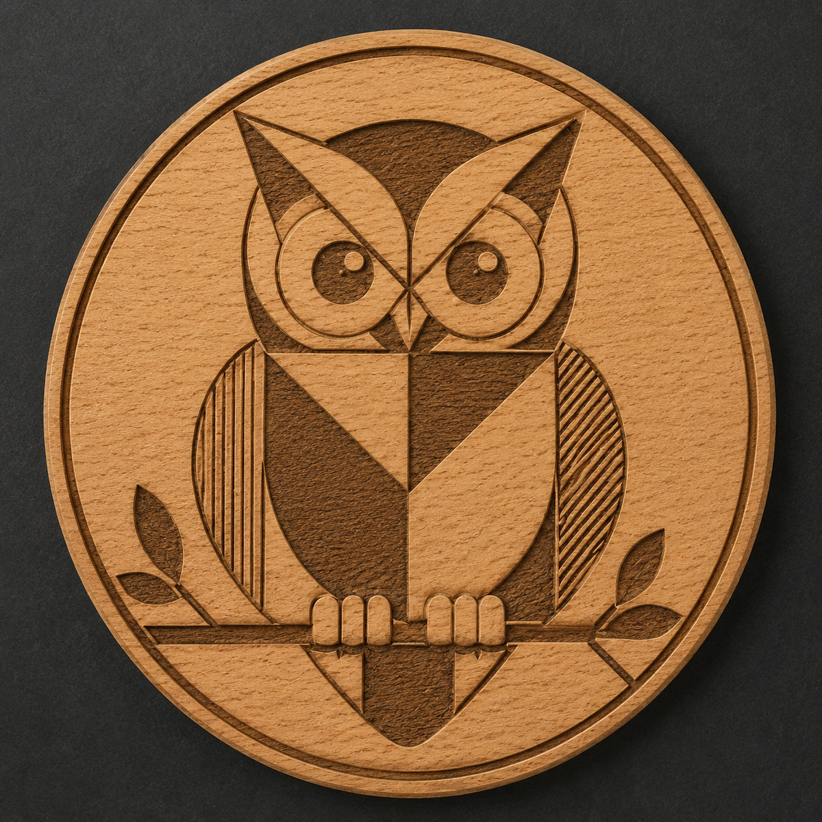 Bauhaus Owl wooden bottle opener and magnet front view