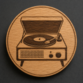 Mid-Century Record Player wooden magnet and bottle opener front view
