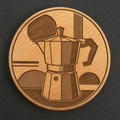 Bauhaus Moka Pot wooden bottle opener and magnet front view
