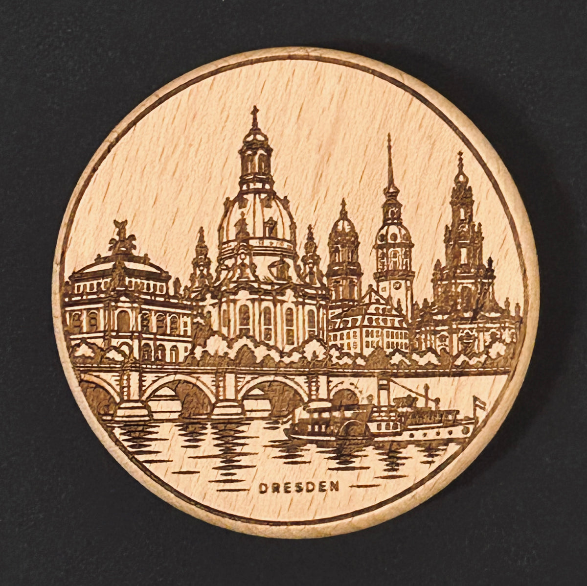 Magnetischer Holz-Flaschenöffner – DD-003 Dresden Altstadt Panorama