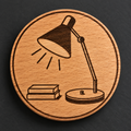 Mid-Century Desk Lamp wooden magnet and bottle opener front view