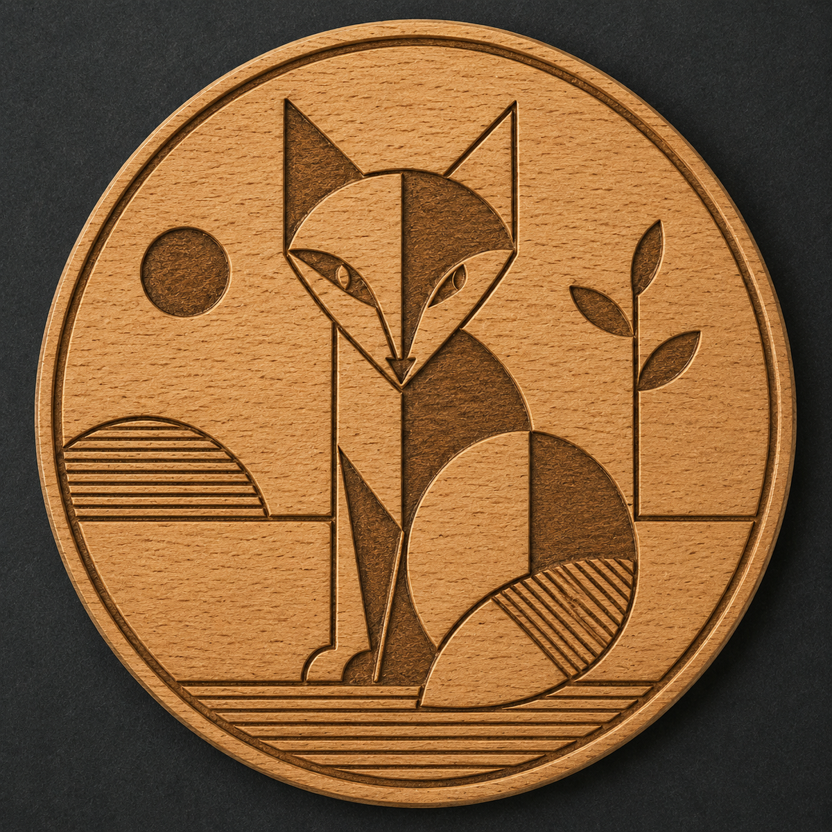 Bauhaus Fox wooden bottle opener and magnet front view