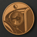 Bauhaus Vintage Car Headlight wooden bottle opener and magnet front view