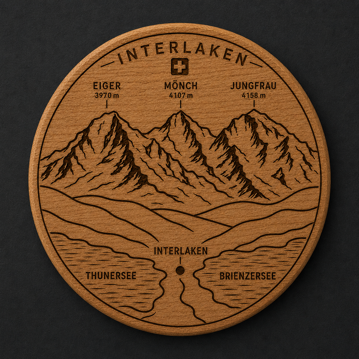 Interlaken Eiger, Mönch & Jungfrau Holz-Flaschenöffner & Magnet (SW-0067)