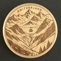 DESTAPADOR DE MADERA IMÁN PARA REFRIGERADOR Alpes suizos y teleférico (SW-003)