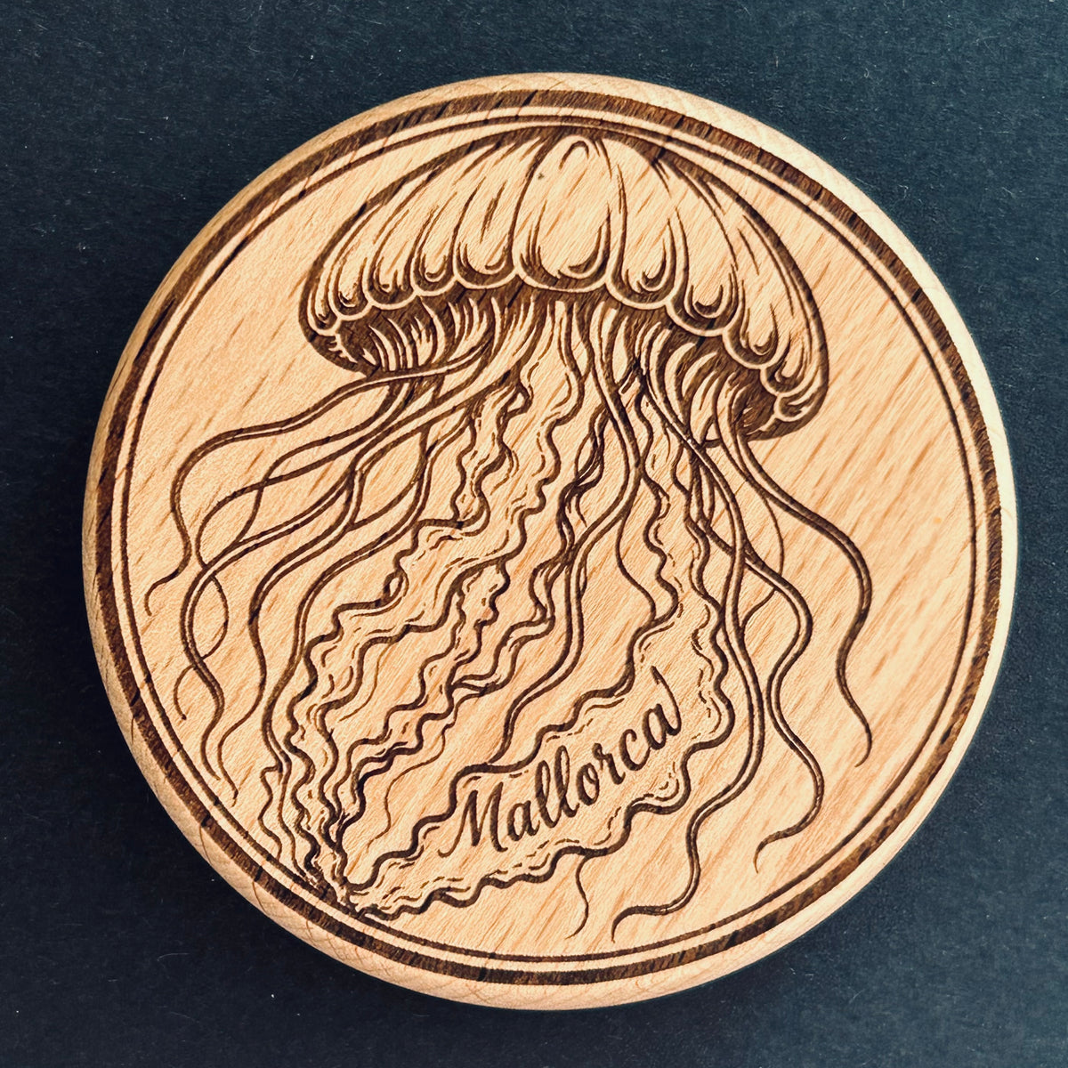 Magnetic Wooden Bottle Opener – Mallorca Jellyfish (MC-025)